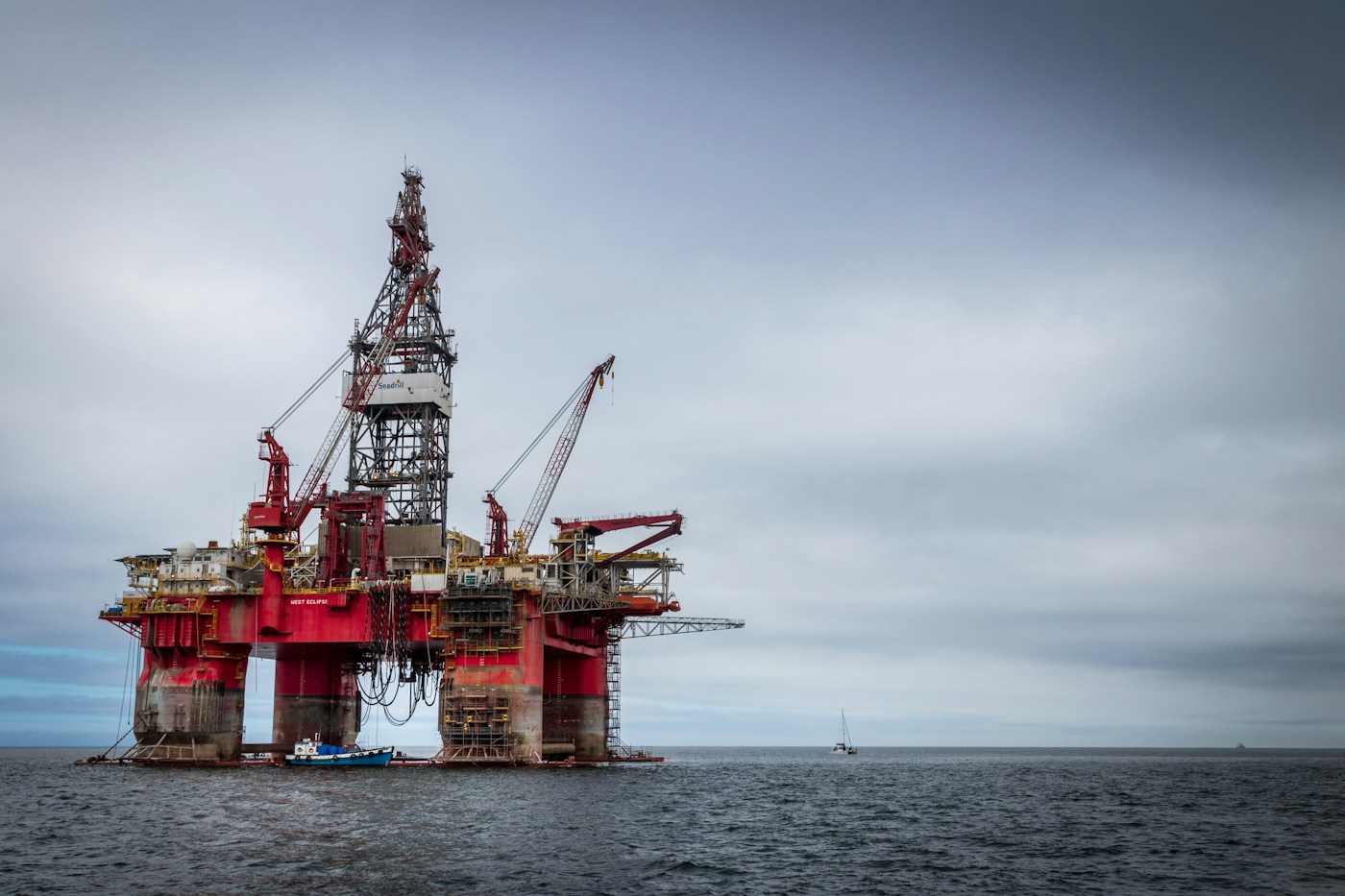 Offshore oil drilling platform at sea